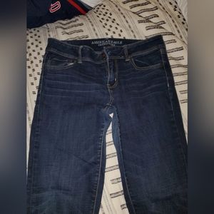 American Eagle, Super stretch Skinny crop jeans, size 14, dark blue. Like new